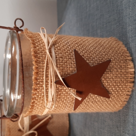 Candle Votive Holder Vase set 5 Burlap Rusty Stars Indoor Outdoor Decoration - Picture 7 of 16